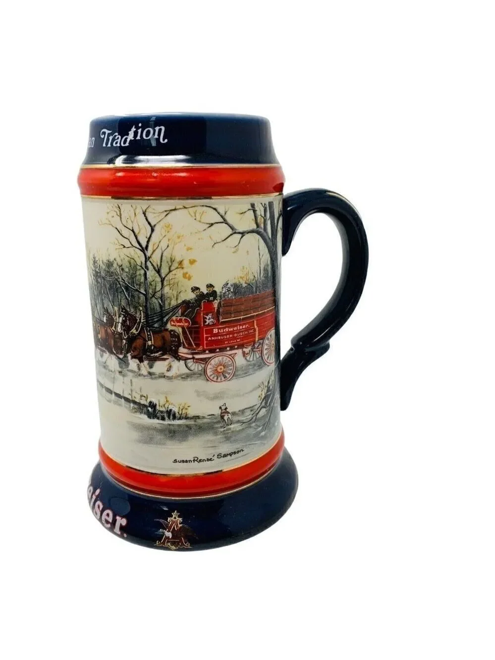 Budweiser An American Tradition Beer Vintage Ceramic Beer Stein Ceramarte Brazil